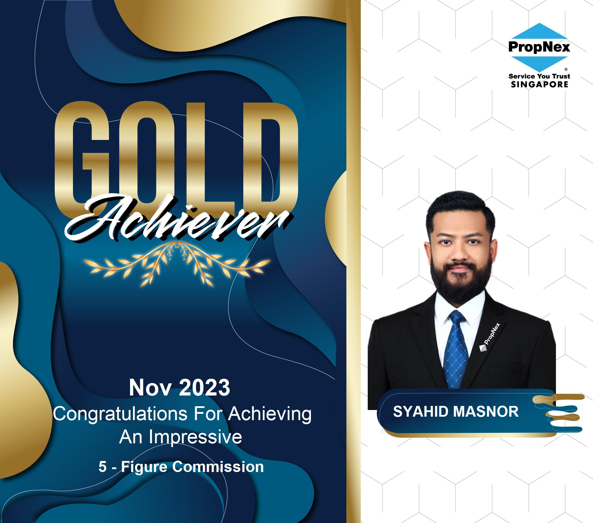Syahid Masnor Gold Achiever award, November 2023